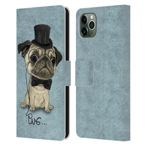 Barruf Dogs Gentle Pug Leather Book Wallet Case Cover For Apple iPhone 11 Pro Max