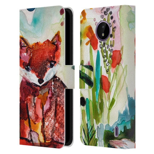 Wyanne Animals Baby Fox In The Garden Leather Book Wallet Case Cover For Nokia C10 / C20