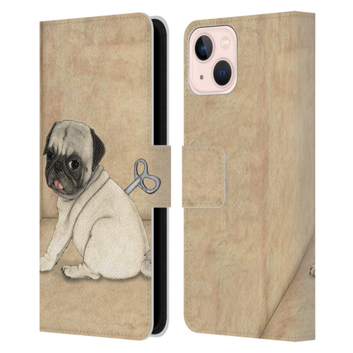 Barruf Dogs Pug Toy Leather Book Wallet Case Cover For Apple iPhone 13