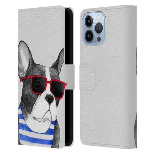 Barruf Dogs Frenchie Summer Style Leather Book Wallet Case Cover For Apple iPhone 13 Pro Max