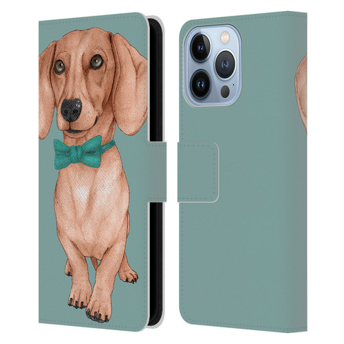 Barruf Dogs Dachshund, The Wiener Leather Book Wallet Case Cover For Apple iPhone 13 Pro