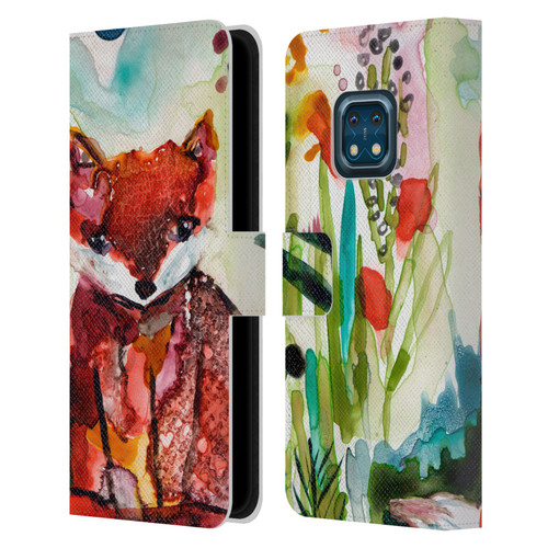 Wyanne Animals Baby Fox In The Garden Leather Book Wallet Case Cover For Nokia XR20