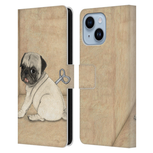 Barruf Dogs Pug Toy Leather Book Wallet Case Cover For Apple iPhone 14 Plus