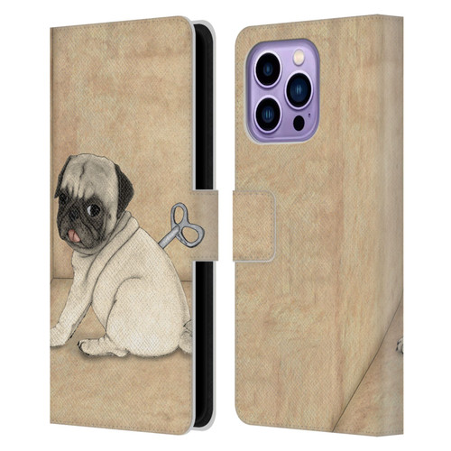 Barruf Dogs Pug Toy Leather Book Wallet Case Cover For Apple iPhone 14 Pro Max