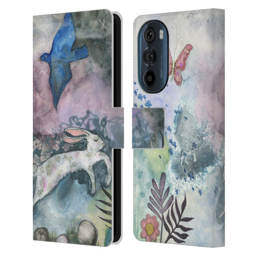 Wyanne Animals Bird and Rabbit Leather Book Wallet Case Cover For Motorola Edge 30