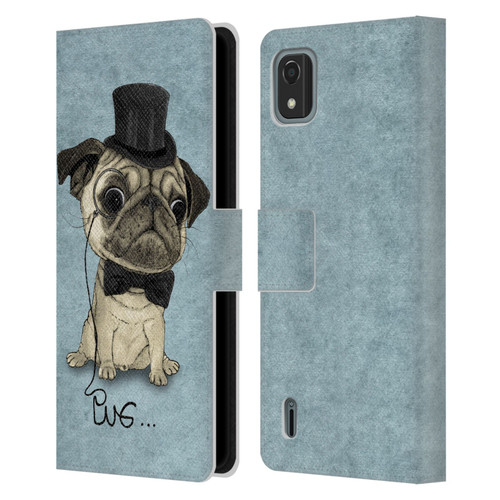 Barruf Dogs Gentle Pug Leather Book Wallet Case Cover For Nokia C2 2nd Edition