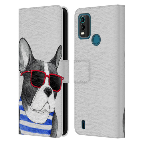 Barruf Dogs Frenchie Summer Style Leather Book Wallet Case Cover For Nokia G11 Plus