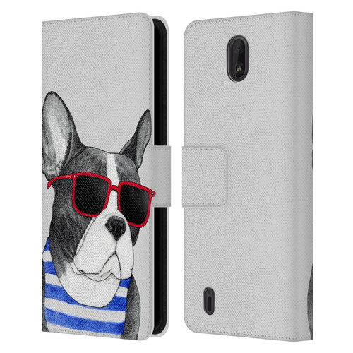 Barruf Dogs Frenchie Summer Style Leather Book Wallet Case Cover For Nokia C01 Plus/C1 2nd Edition