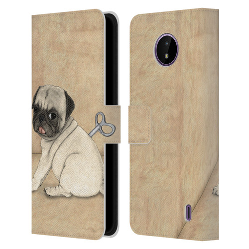 Barruf Dogs Pug Toy Leather Book Wallet Case Cover For Nokia C10 / C20