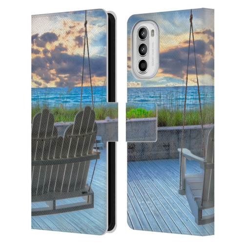 Celebrate Life Gallery Beaches 2 Swing Leather Book Wallet Case Cover For Motorola Moto G52