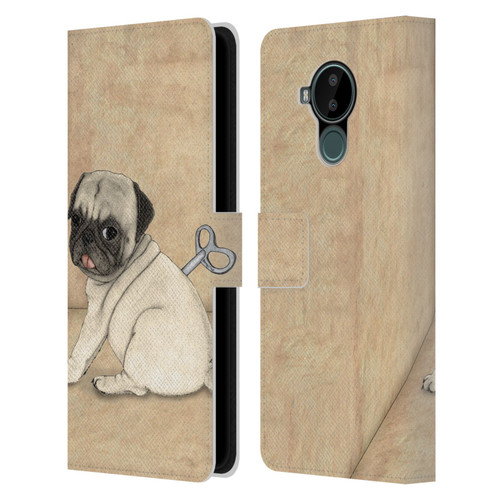 Barruf Dogs Pug Toy Leather Book Wallet Case Cover For Nokia C30