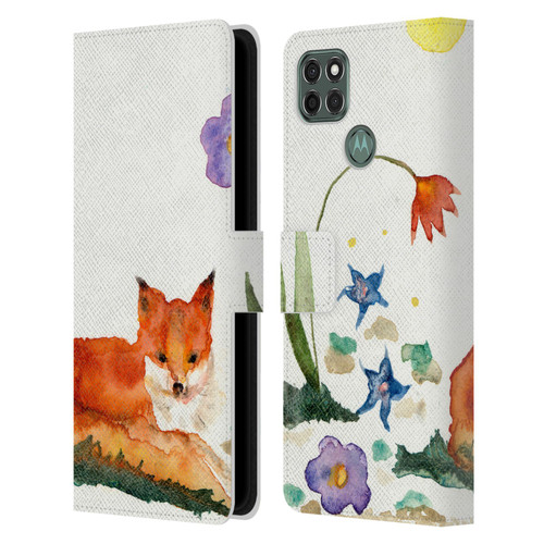 Wyanne Animals Little Fox In The Garden Leather Book Wallet Case Cover For Motorola Moto G9 Power