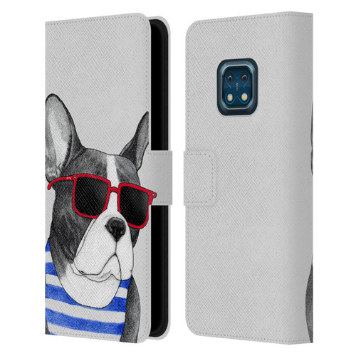 Barruf Dogs Frenchie Summer Style Leather Book Wallet Case Cover For Nokia XR20