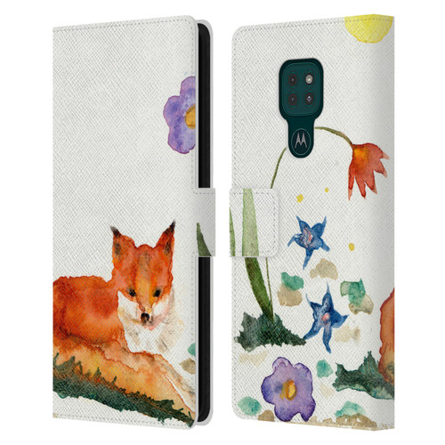 Wyanne Animals Little Fox In The Garden Leather Book Wallet Case Cover For Motorola Moto G9 Play