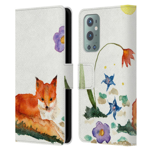 Wyanne Animals Little Fox In The Garden Leather Book Wallet Case Cover For OnePlus 9