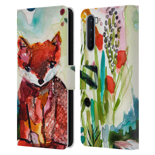 Wyanne Animals Baby Fox In The Garden Leather Book Wallet Case Cover For OnePlus Nord 5G