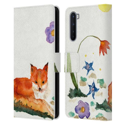 Wyanne Animals Little Fox In The Garden Leather Book Wallet Case Cover For OnePlus Nord 5G