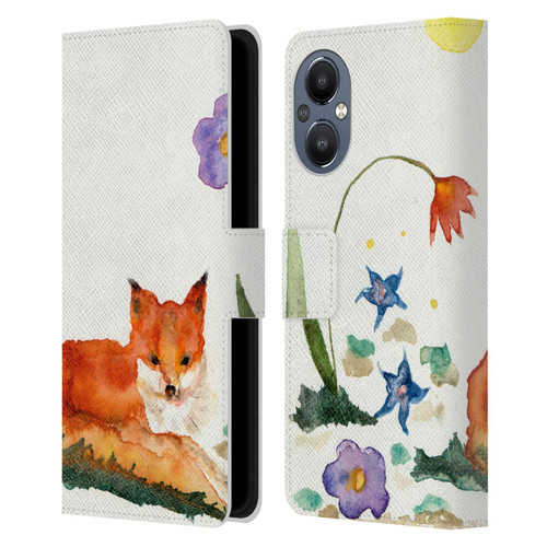 Wyanne Animals Little Fox In The Garden Leather Book Wallet Case Cover For OnePlus Nord N20 5G