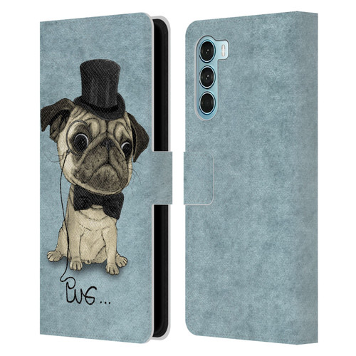 Barruf Dogs Gentle Pug Leather Book Wallet Case Cover For Motorola Edge S30 / Moto G200 5G