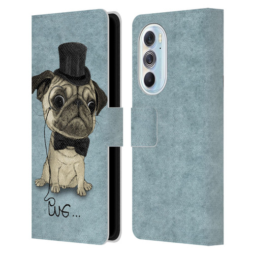 Barruf Dogs Gentle Pug Leather Book Wallet Case Cover For Motorola Edge X30