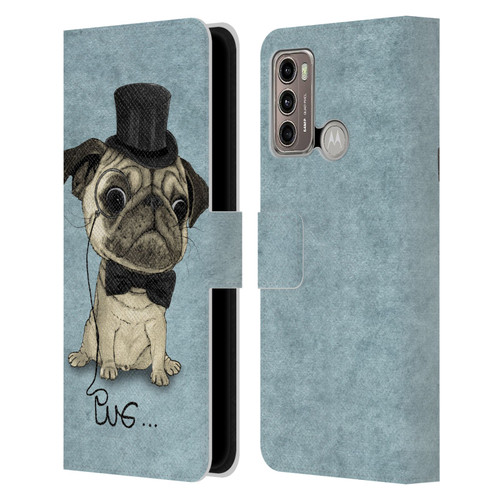 Barruf Dogs Gentle Pug Leather Book Wallet Case Cover For Motorola Moto G60 / Moto G40 Fusion