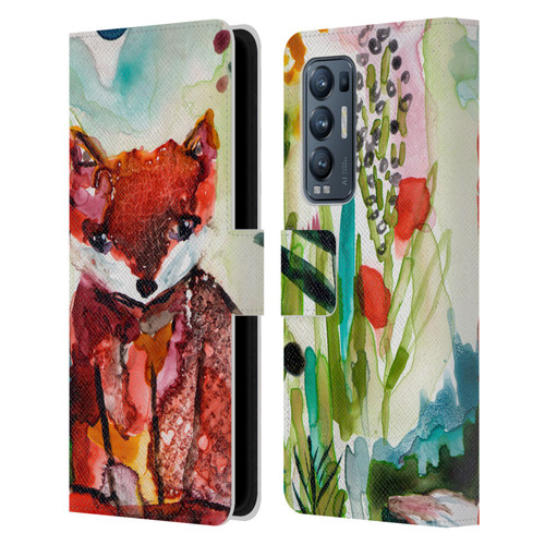 Wyanne Animals Baby Fox In The Garden Leather Book Wallet Case Cover For OPPO Find X3 Neo / Reno5 Pro+ 5G