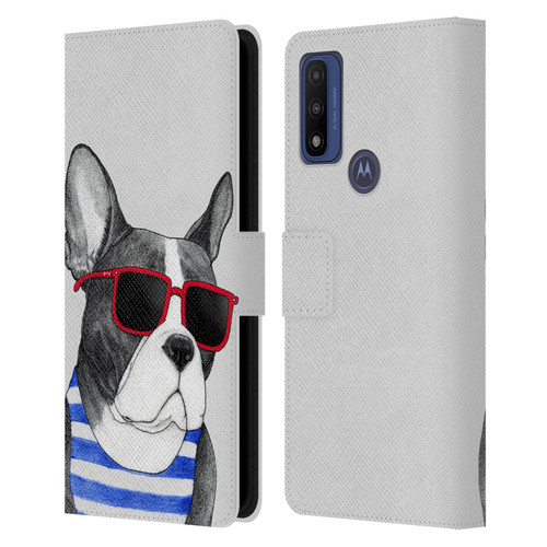 Barruf Dogs Frenchie Summer Style Leather Book Wallet Case Cover For Motorola G Pure