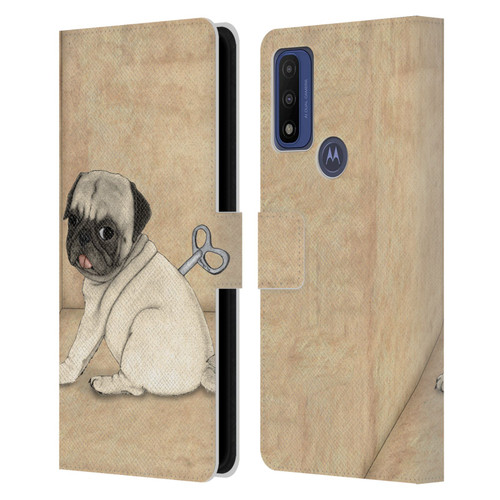 Barruf Dogs Pug Toy Leather Book Wallet Case Cover For Motorola G Pure