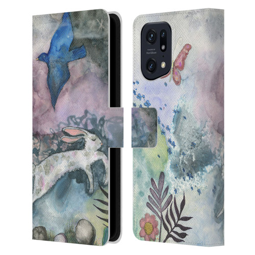 Wyanne Animals Bird and Rabbit Leather Book Wallet Case Cover For OPPO Find X5