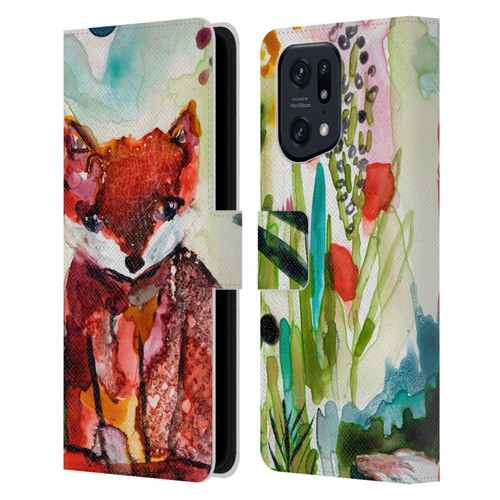 Wyanne Animals Baby Fox In The Garden Leather Book Wallet Case Cover For OPPO Find X5 Pro