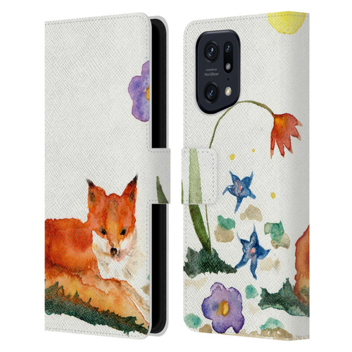 Wyanne Animals Little Fox In The Garden Leather Book Wallet Case Cover For OPPO Find X5 Pro