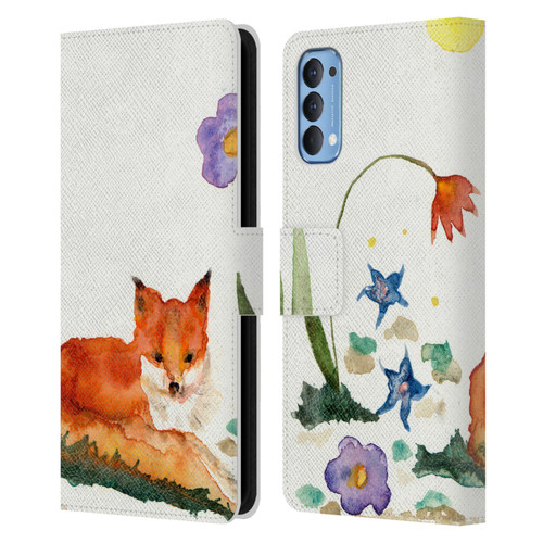 Wyanne Animals Little Fox In The Garden Leather Book Wallet Case Cover For OPPO Reno 4 5G