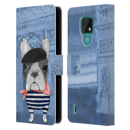 Barruf Dogs French Bulldog Leather Book Wallet Case Cover For Motorola Moto E7