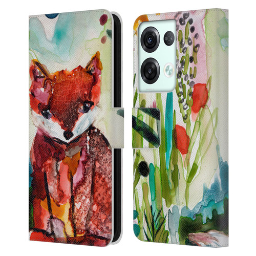 Wyanne Animals Baby Fox In The Garden Leather Book Wallet Case Cover For OPPO Reno8 Pro