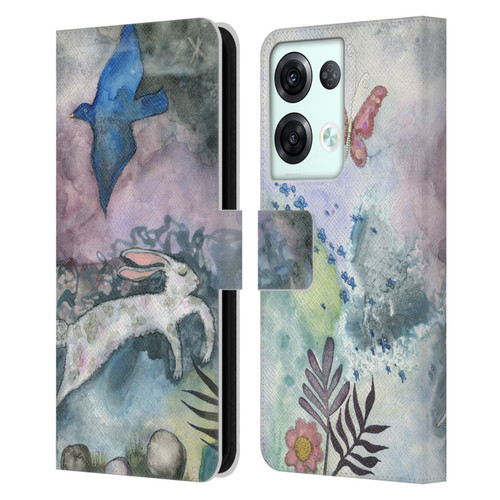 Wyanne Animals Bird and Rabbit Leather Book Wallet Case Cover For OPPO Reno8 Pro