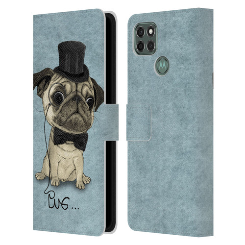 Barruf Dogs Gentle Pug Leather Book Wallet Case Cover For Motorola Moto G9 Power