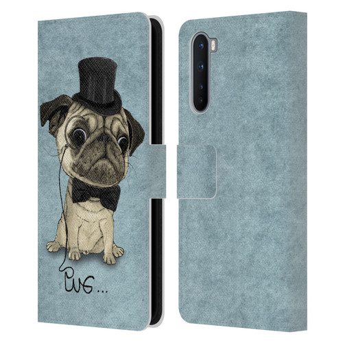 Barruf Dogs Gentle Pug Leather Book Wallet Case Cover For OnePlus Nord 5G