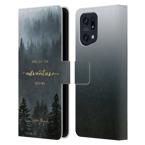 Nature Magick So The Adventure Begins Quote Trees Leather Book Wallet Case Cover For OPPO Find X5