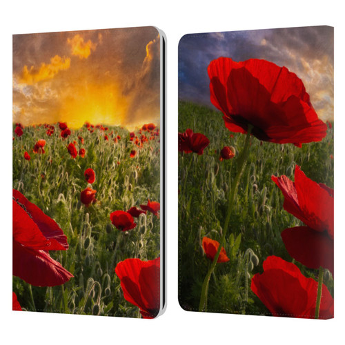 Celebrate Life Gallery Florals Red Flower Field Leather Book Wallet Case Cover For Amazon Kindle Paperwhite 1 / 2 / 3