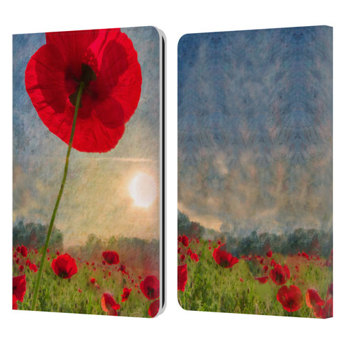 Celebrate Life Gallery Florals Red Flower Leather Book Wallet Case Cover For Amazon Kindle Paperwhite 1 / 2 / 3