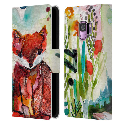 Wyanne Animals Baby Fox In The Garden Leather Book Wallet Case Cover For Samsung Galaxy S9