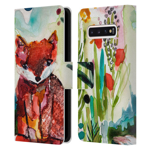 Wyanne Animals Baby Fox In The Garden Leather Book Wallet Case Cover For Samsung Galaxy S10