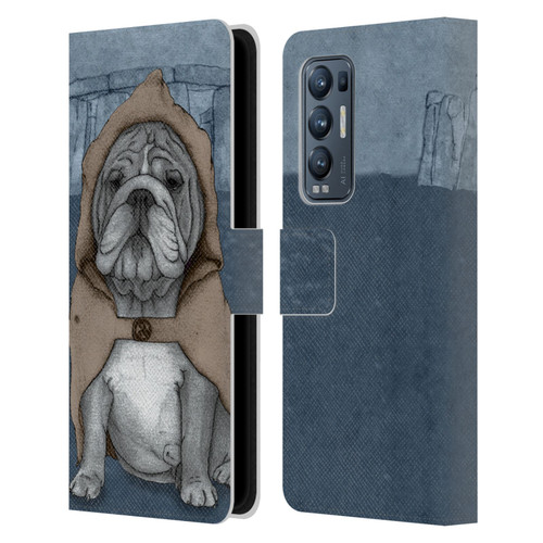 Barruf Dogs English Bulldog Leather Book Wallet Case Cover For OPPO Find X3 Neo / Reno5 Pro+ 5G