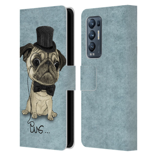 Barruf Dogs Gentle Pug Leather Book Wallet Case Cover For OPPO Find X3 Neo / Reno5 Pro+ 5G
