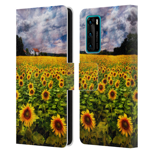 Celebrate Life Gallery Florals Dreaming Of Sunflowers Leather Book Wallet Case Cover For Huawei P40 5G
