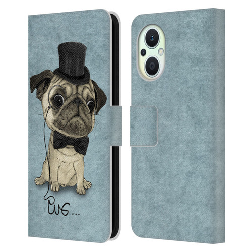Barruf Dogs Gentle Pug Leather Book Wallet Case Cover For OPPO Reno8 Lite