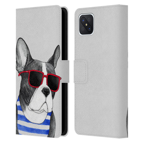 Barruf Dogs Frenchie Summer Style Leather Book Wallet Case Cover For OPPO Reno4 Z 5G