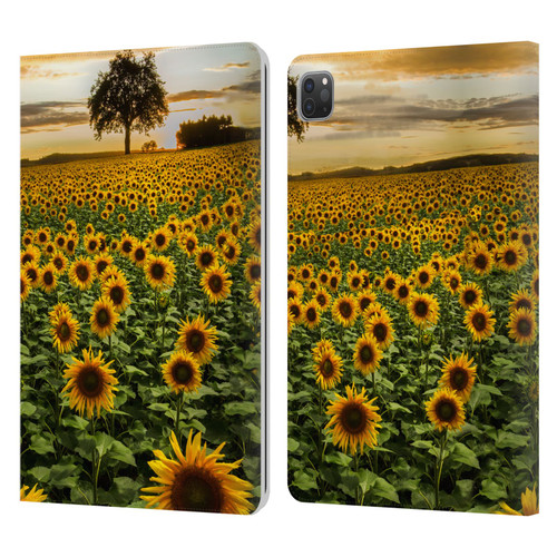 Celebrate Life Gallery Florals Big Sunflower Field Leather Book Wallet Case Cover For Apple iPad Pro 11 2020 / 2021 / 2022