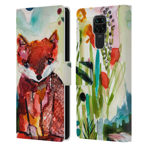 Wyanne Animals Baby Fox In The Garden Leather Book Wallet Case Cover For Xiaomi Redmi Note 9 / Redmi 10X 4G