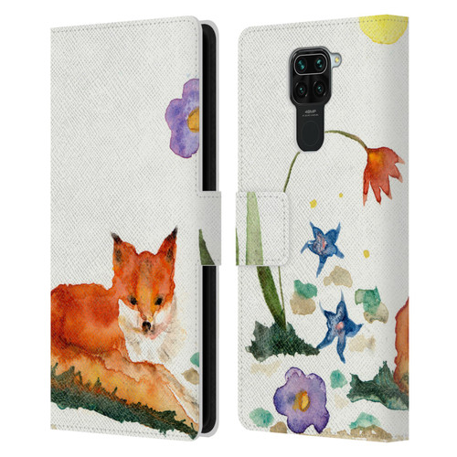 Wyanne Animals Little Fox In The Garden Leather Book Wallet Case Cover For Xiaomi Redmi Note 9 / Redmi 10X 4G